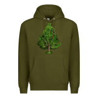 Army Green White Pine Tree Illustrations Premium Hoodie - LillyAllenDesigns