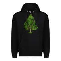 Black White Pine Tree Illustrations Premium Hoodie - LillyAllenDesigns