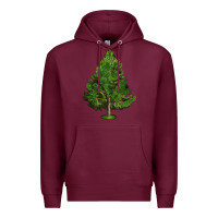 Burgundy White Pine Tree Illustrations Premium Hoodie - LillyAllenDesigns
