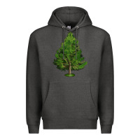 Charcoal Heather White Pine Tree Illustrations Premium Hoodie - LillyAllenDesigns