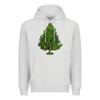 Dove Grey White Pine Tree Illustrations Premium Hoodie - LillyAllenDesigns
