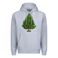 Heather Grey White Pine Tree Illustrations Premium Hoodie - LillyAllenDesigns