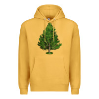 Mustard White Pine Tree Illustrations Premium Hoodie - LillyAllenDesigns