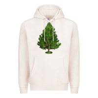 Pale Pink White Pine Tree Illustrations Premium Hoodie - LillyAllenDesigns