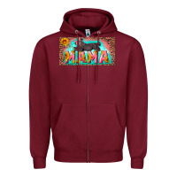 Burgundy mama with baby bear and leopard license plate Zipper Hoodie - Artiststas