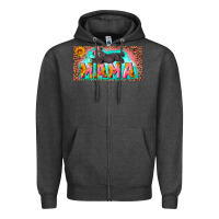 Charcoal Heather mama with baby bear and leopard license plate Zipper Hoodie - Artiststas