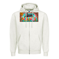 Oatmeal Heather mama with baby bear and leopard license plate Zipper Hoodie - Artiststas
