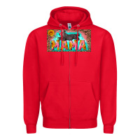 Red mama with baby bear and leopard license plate Zipper Hoodie - Artiststas