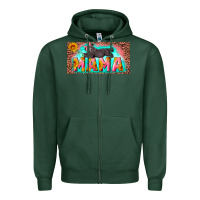 Sports Green mama with baby bear and leopard license plate Zipper Hoodie - Artiststas