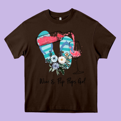 Wine Flip Flops Girl Heavy Core Tee Designed By Bettercallsaul