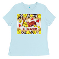 Baby Blue tis' the season softball with cowhide tumbler tbs Ladies Tee - TumblerDesignByShophia
