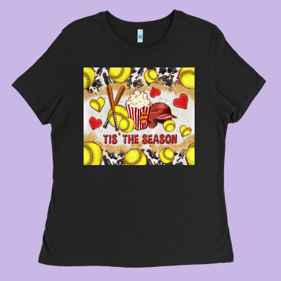 Tis' The Season Softball With Cowhide Tumbler Tbs Ladies Tee Designed By Tumblerdesignbyshophia