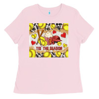 Bubblegum Pink tis' the season softball with cowhide tumbler tbs Ladies Tee - TumblerDesignByShophia