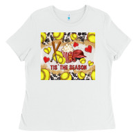 White tis' the season softball with cowhide tumbler tbs Ladies Tee - TumblerDesignByShophia