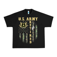 Black US ARMY Retired  Distressed American Flag Patriotic Urban Heavy Tee - longCreatives