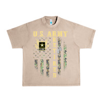 French Oak US ARMY Retired  Distressed American Flag Patriotic Urban Heavy Tee - longCreatives
