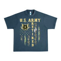 Midnight Navy US ARMY Retired  Distressed American Flag Patriotic Urban Heavy Tee - longCreatives