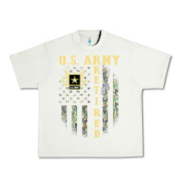 Pistachio US ARMY Retired  Distressed American Flag Patriotic Urban Heavy Tee - longCreatives