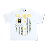 White US ARMY Retired  Distressed American Flag Patriotic Urban Heavy Tee - longCreatives