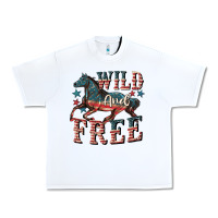 White Wild and free 4th of july Urban Heavy Tee - CowGirlArtShop