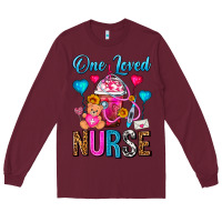 Burgundy One Loved Nurse Valentines Day Frappe Coffee Long Sleeve Tee - FaDigitalArtStudio