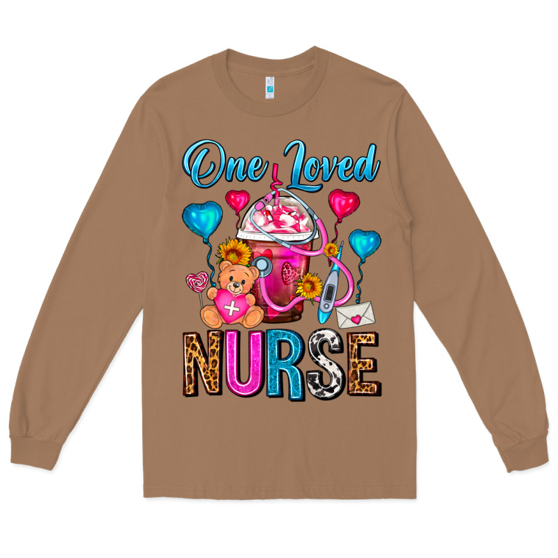 One Loved Nurse Valentines Day Frappe Coffee Long Sleeve Tee by FaDigitalArtStudio | Teevron