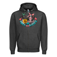 Charcoal Heather hogs and kisses pigs Zipper Hoodie - Artiststas