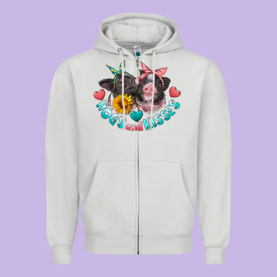 Hogs And Kisses Pigs Zipper Hoodie Designed By Artiststas