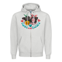 Dove Grey hogs and kisses pigs Zipper Hoodie - Artiststas