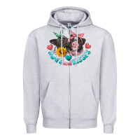 Heather Grey hogs and kisses pigs Zipper Hoodie - Artiststas