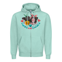 Seafoam hogs and kisses pigs Zipper Hoodie - Artiststas