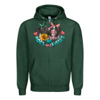Sports Green hogs and kisses pigs Zipper Hoodie - Artiststas