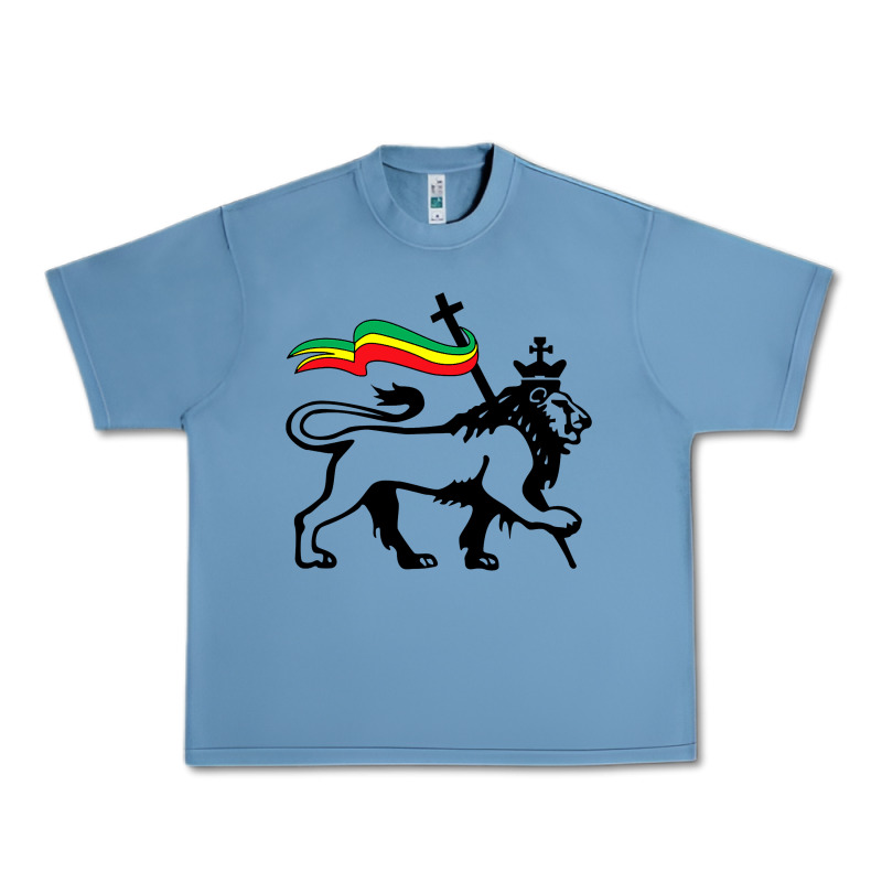 Rasta Lion Of Judah Rastafarian Reggae Lion And Christian Urban Heavy Tee by longCreatives | Teevron