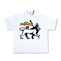 White Rasta Lion of Judah Rastafarian Reggae Lion and Christian Urban Heavy Tee - longCreatives
