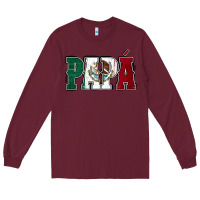 Burgundy Mexican Flag Papá Long Sleeve Tee - Jasminsmagicworld