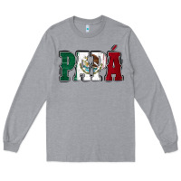 Heather Grey Mexican Flag Papá Long Sleeve Tee - Jasminsmagicworld