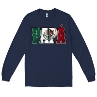 Navy Mexican Flag Papá Long Sleeve Tee - Jasminsmagicworld