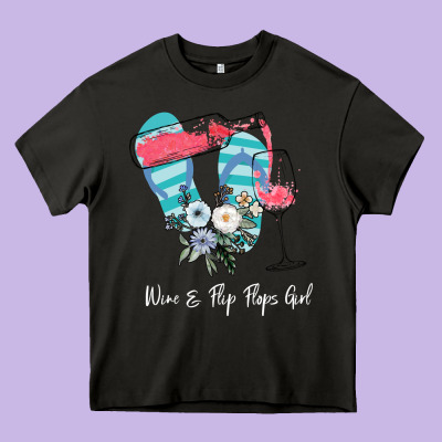 Wine Flip Flops Girl Heavy Core Tee Designed By Bettercallsaul
