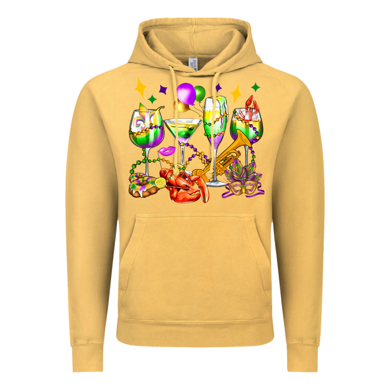 Mardi Gras Wine Glasses Olivia Vintage Hoodie by OliviaCreatesArt | Teevron