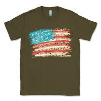 Army Green American flag with leopard Classic Tee - HowdyJamesFarm