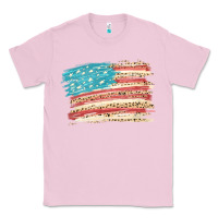 Bubblegum Pink American flag with leopard Classic Tee - HowdyJamesFarm