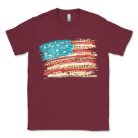 Burgundy American flag with leopard Classic Tee - HowdyJamesFarm