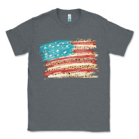 Charcoal Heather American flag with leopard Classic Tee - HowdyJamesFarm