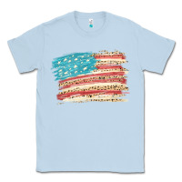 Dusty Blue American flag with leopard Classic Tee - HowdyJamesFarm