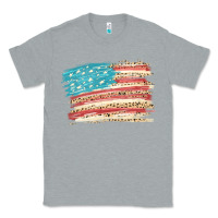 Heather Grey American flag with leopard Classic Tee - HowdyJamesFarm