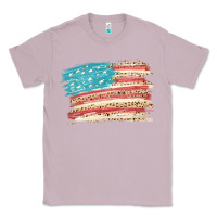 Lilac American flag with leopard Classic Tee - HowdyJamesFarm