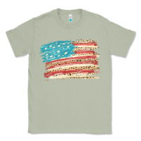 Matcha American flag with leopard Classic Tee - HowdyJamesFarm