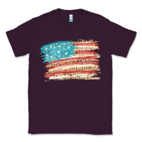 Plum American flag with leopard Classic Tee - HowdyJamesFarm