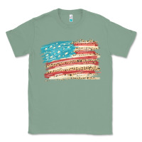 Sage American flag with leopard Classic Tee - HowdyJamesFarm