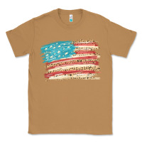 Toasted Coconut American flag with leopard Classic Tee - HowdyJamesFarm